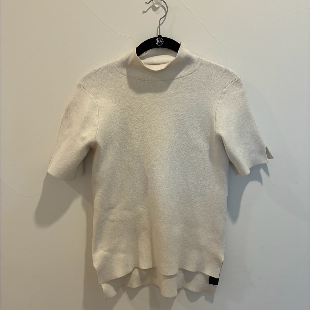 Zara Ivory Short Sleeve Turtleneck Top